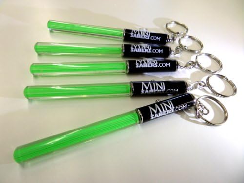 5 x GREEN Mini Light Sticks Keyring Party Pack Star Wars Clubs Walks Night barbecues Light Saber LED dance Sabre yoda