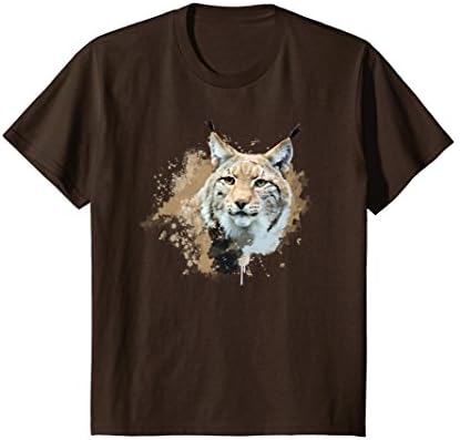 Kids Lynx Animal Watercolor Gift T-Shirt 8 Brown