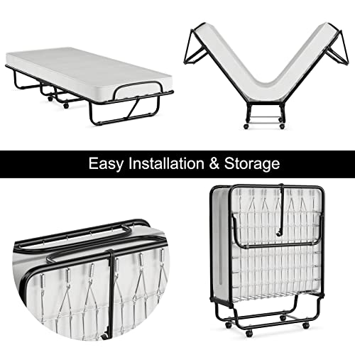 Giantex Rollaway Folding Bed with 4 Inch Mattress, Portable Foldable