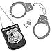 HOLOMY Police Pretend Set for School Classroom, Dress Up Police Badge Include Chain and Belt Clip, Police Handcuffs and Badge for Kids, Detective Role Play Accessories