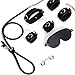 6 Piece Leather Bondage Restraints Set Kit for Bed and Under Bed Sex Play SM Bondage Toy Gear Wrist and Ankle Cuffs Handcuff Collar Strap On Harness for Women Couples Lesbian Female,Blackthumb 1