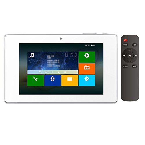 HELMER Bluetooth Amplifier in Wall, Home Stereo Audio System, 5″ Video Player with Touch Screen, White, BM207M