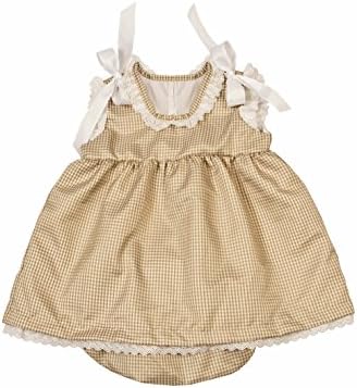 Bee nene Baby Girl Cotton 2-Piece Floral Sun Dress &amp; Bloomer Set (Vichy Beenene, 4T)