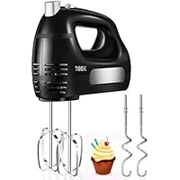 Hand Mixer Electric 6 Speed Mode, TIBEK Hand Held Mixer 300W Ultra Power with Turbo Button and 4 Stainless Steel…