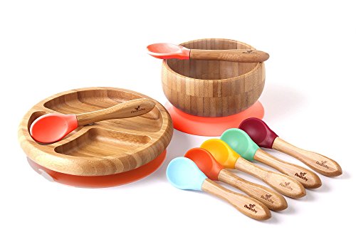 Rainbow Gift Set Orange - Baby Shower, Baby Registry, Home Set & more. Baby Girl, Baby Boy, Unisex. Baby Bowl Set + Baby Plate Set + Assorted Baby Spoons Set. FDA Approved BPA Free