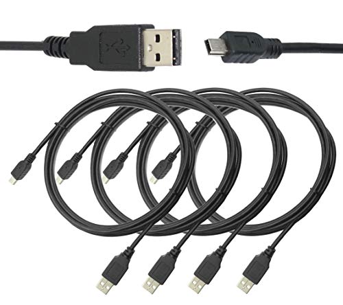 SaiTech IT (4 Pack) (150cm - 4.5 Foot - 1.5M) USB 2.0 A to Mini 5 pin B Cable for External HDDS/Camera/Card Readers- Black