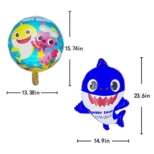 Tuoyi Shark Party Supplies for Baby, 2pcs Shark Duplex Prints Foil Balloons, 5pcs Shark Family Ballo - //coolthings.us