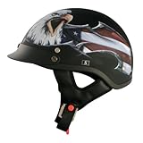 VCAN V531 Cruiser Patriotic Eagle Graphics Half Helmet (Flat Black, Large)
