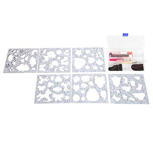 Pokerty Needle Felting Supplies, DIY Handcraft Wool Felting Tool Set Needle Felting Craft Needle Felting Wool with 6 Mold Scissors Awl Tool Kit