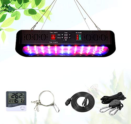 Grow Light OSLOAM Newest 1200W LED Plant Grow Light Full Spectrum Double Switch Plant Light for Indoor Plants Veg and Flower, with Thermometer Humidity Monitor Adjustable Rope (600W with Timer)