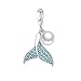 Blue Mermaid Tail & Shell Pearl Charm 925 Sterling Silver Ocean Charm Beads for Bracelet & Necklace (Blue)