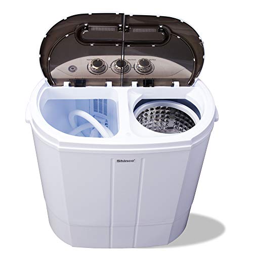 Shinco Portable Compact Mini Twin Tub Washing Machine w/Wash and Spin Cycle, Built-in Gravity Drain Hose, 10 lbs Capacity For Camping, Apartments, Dorms, College Rooms more - Thumbnail 6