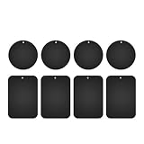 Metal Plates for Magnetic Car Mount,Nekteck Replacement Metal Plates with Strong Adhesive for Magnetic Air Vent Phone Car Mount Holder,GPS Holder, 4 Rectangulars and 4 Rounds, 8 Pack, Black