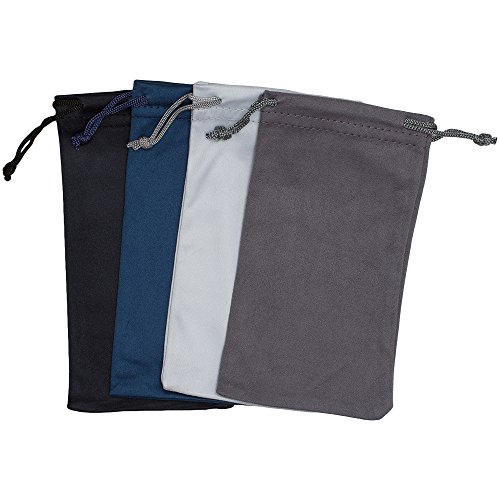 OptiPlix Microfiber Eyeglass Pouch -4 Pack- Glasses Holder Sunglasses case, for Storage & Cleaning - Can be Used for Jewelry & Smartphones -Assorted Colors