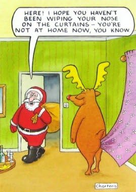 Paperlink Humorous Christmas Card (PLK3084) Wiping Your Nose On The Curtains, red and green, 130mm x 180mm x