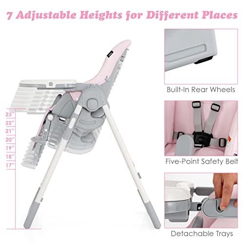 INFANS High Chair for Babies & Toddlers, Foldable Highchair with