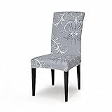 TIKAMI 1PCS Spandex Printed Fit Stretch Dinning Room Chair Slipcovers (1, Gray)