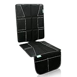 Glangels Seat Protector for Baby Child Car Seat(Full Size)  Enhanced Padded Booster Seat Cover for Vehicles  Waterproof Seat Protectant- Extra Large Storage Pocket  Prevents Dirt and Damage (Black)