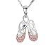 GemsChest 925 Sterling Silver Cubic Zirconia Ballet Slippers Shoes Necklace for Teen & Dancer 18''