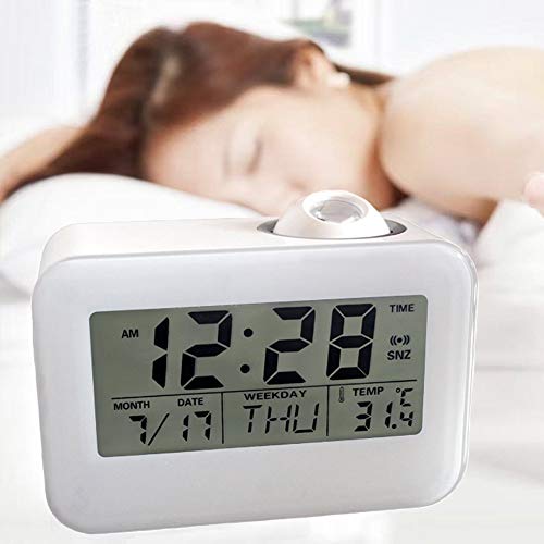 Alarm Clocks for Bedrooms, DANGSHAN Cool Digital Snooze Projection Alarm Clock with 3.5" LED Display, Cube Office Desk Alarm Clock, Smart Back light, Hourly Chime