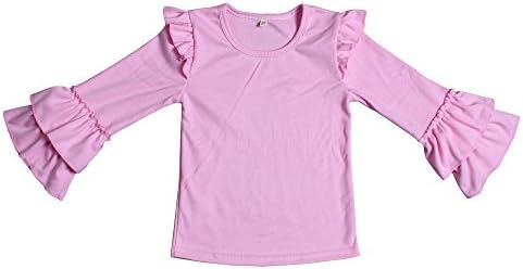 Yawoo Haan Kids Girls Ruffle Long Sleeve Cotton T-Shirts Baby Casual Tees
