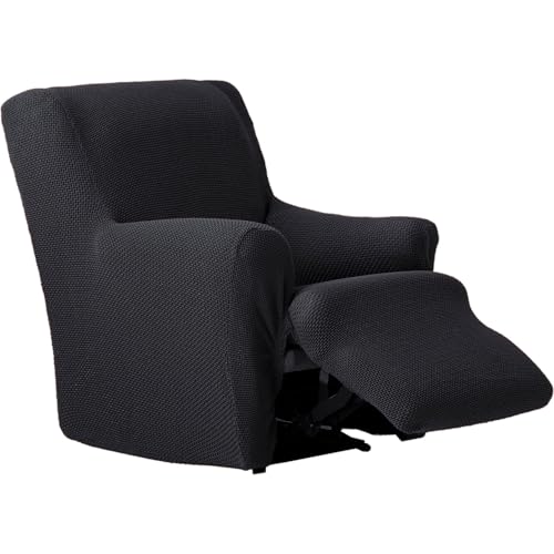 ECOMMERC3 | Fodera per poltrona, piedi insieme Relax Bielastico in un unico pezzo, traspirante e facile da installare, copripoltrona, piedi insieme, colore nero, protezione completa con schiuma di