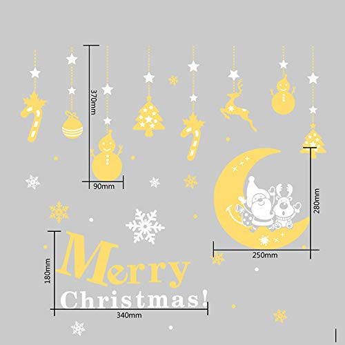 Pgojuni Merry Christmas Decorations Wall Stickers Merry Christmas Garland Wall Murals 1PC (L)