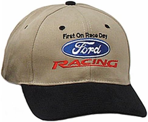 Ford Racing Hat - Two Tone Fine Embroidered Logo Adjustable Cap Khaki/Black
