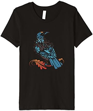 Kids Gorgeous Stylized Bird Art T-Shirt - Tui from New Zealand 12 Black