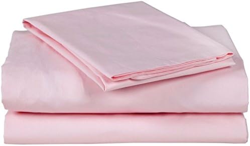NJSR Textiles 600-Thread-Count 100% Organic Cotton Sateen 4 PCs Bed Sheet Set (+21 Inch) Pocket Depth Full/ Double Bed, Pink Solid