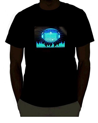 EmazingLights DJ Disco Ball With Headphones Sound Activated Light Up Rave Shirt (Medium)