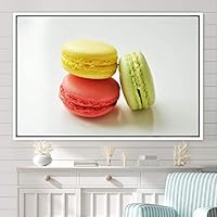 Framed Canvas Wall Art Macarons Citrus Colorful Farmhouse/Country Fruit Group Modern Art Multicolor Photography - 16x24 inches