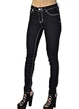 LnLClothing Junior's High-Rise Skinny Stretch Denim Contrast Stich Pants, Black, 5