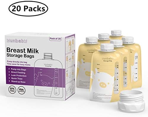 Breast Milk Storage Bags Twist Top Pouch, 20 Count 6oz/160ml Direct Pump Breastmilk Storage Bag with Nipple and Adapter for Breastfeeding, BPA Free