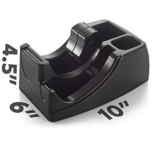 Officemate Heavy Duty Weighted 2in1 Tape Dispenser, Recycled,Black