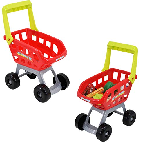 deAO SPMW Kinder-Supermarkt-Spielset mit Einkaufswagen und über 20 Spiel-Lebensmittel-Zubehör, Mehrfarbig – Bild 4