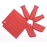 Silicone Hot Handle Holders, Potholders (7-Pack Mix Red) for Cast Iron Skillets, Pans, Frying Pans & Griddles, Metal and Aluminum Cookware Handles - Sleeve Grip, Handle Cover