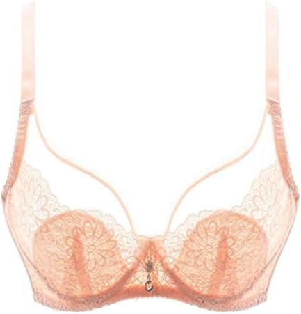 BYWX Women Underwire See-Through Mesh Sexy Signature Lace Bra