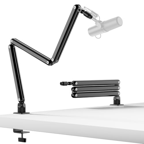TODI Mikrofonarm, Mikrofonarm drehbar für leichte Mikrofone, verstaubarer Schreibtisch-Mikrofonständer für Bär, 1,4 kg, mit Halterungsklemme, Mikrofonständer, G