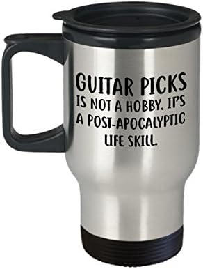Funny Guitar picks 14oz Insulated Travel Mug - Not a Hobby - Unique Inspirational Sarcasm Tumbler Gift