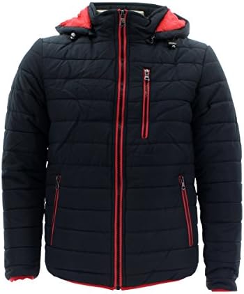 Spire By Harvic - Men's Bubble Bomber Contrast Trim Jackets - Back/Red
