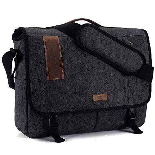 Mens Messenger Bag Canvas 15.6 Inch Laptop Shoulder Bag Water Resistant Briefcase Satchel Bag VONXURY