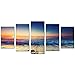 Cao Gen Decor Art-AS40129 5 Panels Framed Wall Art Waves Blue Ocean Sea Canvas Prints Picture Seaview Pictures Painting On Canvas Modern Seascape Home Office