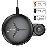 2 in 1 Wireless Charger FLOVEME 10W Wireless Charging Pad Qi Fast Wireless Charging Station Compatible for Apple Watch Series 4/3/2/1 iPhone Xs Max/XR/X/8 Plus/8 Samsung Note 9/8 and More