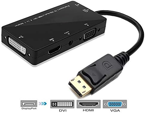YIWENTEC 4-In-1 Multi-Function DisplayPort to HDMI DVI VGA Adapter Cable with Micro USB Audio Output Male to Female Converter