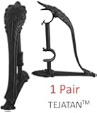 TEJATAN - Double Curtain Rod Brackets Vintage Design (Set of 2 (1 Pair), Black)