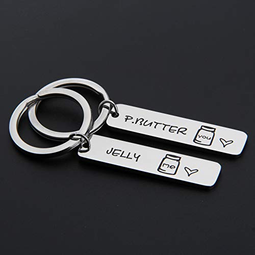 MAOFAED Matching Set Couples Keychains Peanut Butter and Jelly Keychain Boyfriend Gift Girlfriend Gift Gift BFF Gift Going Away Gift (Peanut Butter and Jelly Keychain)