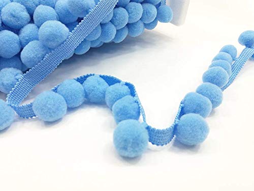 POM POM Bobble Trim Fringe Pompom Trimming - Cushion and Curtain Decoration, Home Decor - XL Size 2cm Craft Pompons (Sky Blue, 10 Meters)
