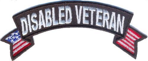 e specialties DISABLED VETERAN SMALL 4"X1" ROCKER PATCH Embroidered Military Biker Jacket Vest Emblem