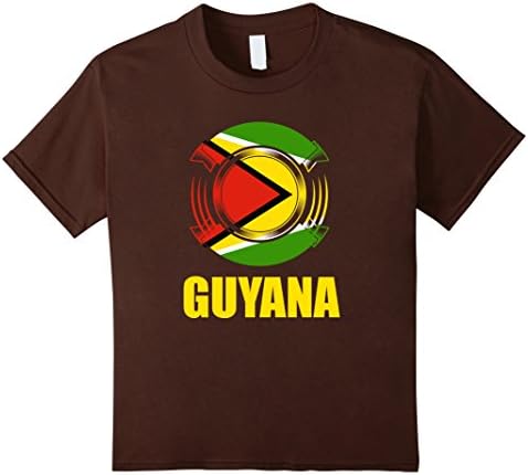 unisex-child Guyana Flag Badge Father's Day Gift Pride T-Shirt 8 Brown